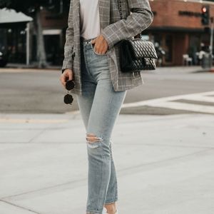 Tower Hill Boyfriend Style Plaid Blazer